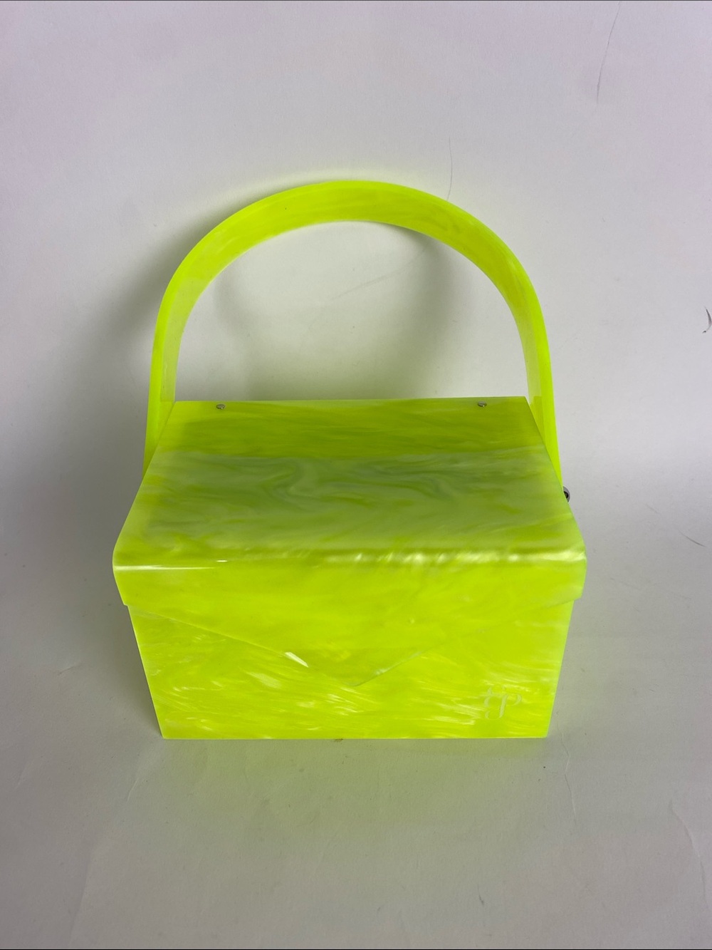 EDIE PARKER Mini Lara Acrylic Clutch In Yellow Pearlescent